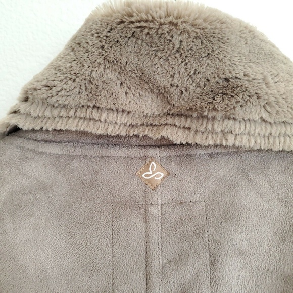 Prana Lilith Shearling Coat Earth Grey Faux Suede - Picture 6 of 8